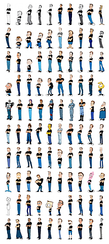 Prof - Une même représentation déclinée en série en changeant de style / Kevin McShane - "100 autoportraits"