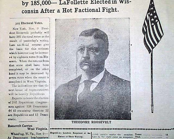 Theodore Roosevelt wins presidency