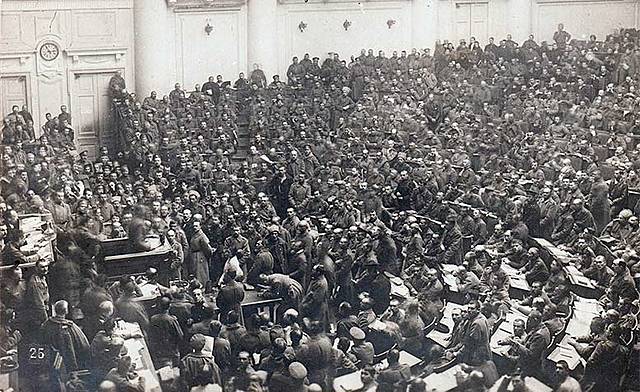 Revolts in Petrograd force Tsar to abdicate.
