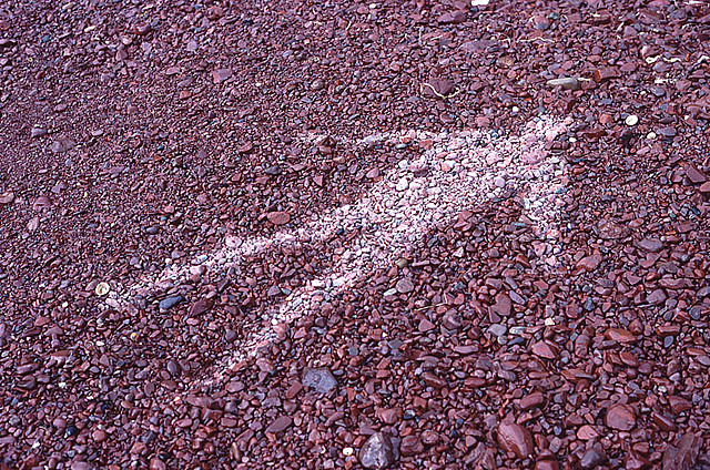 Prof - Permanent ou éphémère / Andy Goldsworthy: "Rain shadow St. Abbs, Scotland June 1984" (ombres de pluie - Land Art)