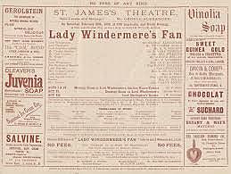 Oscar Wilde's comedy Lady Windermere's Fan is a great success with audiences in London's St. James Theatre