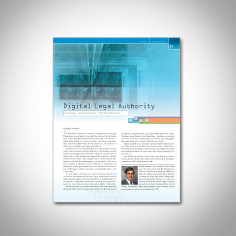 Issue of Michigan Bar Journal dedicated to "Digital Legal Authority"