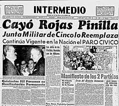 Rojas Pinilla renuncia al poder.