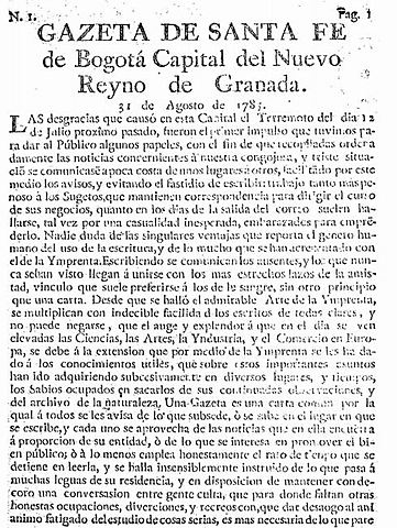El primer periódico colombiano