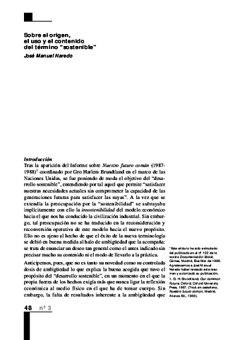 "Sobre el origen, el uso y el contenido del termino sostenible"