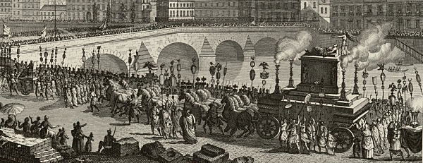 Procesión triunfal en honor a Voltaire