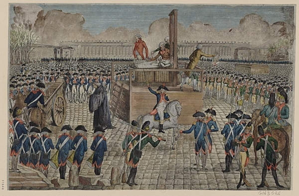 Ejecución de María Antonieta en la guillotina. Grabado de 1793