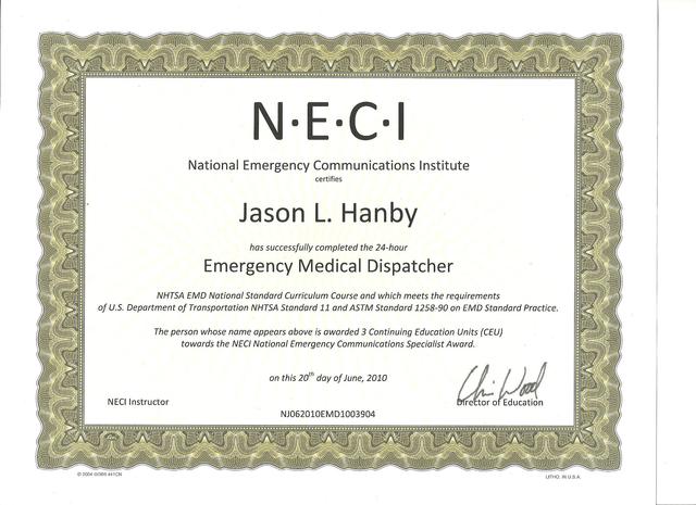 Completed Emergency Medical Disptacher