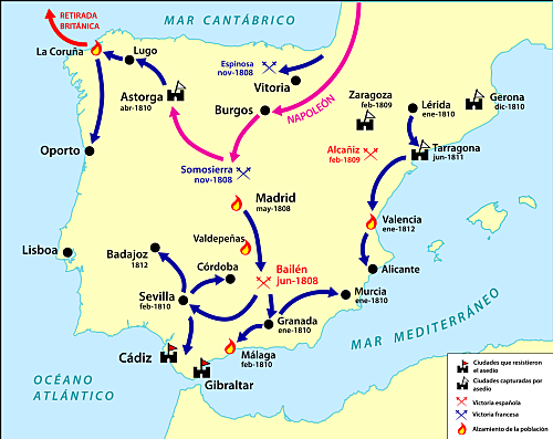 La guerra de independencia entre 1808 y 1812