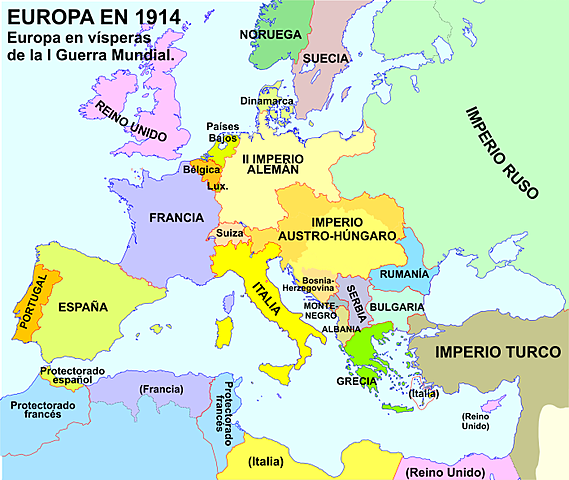 Europa en vísperas de la Primera Guerra Mundial 1914