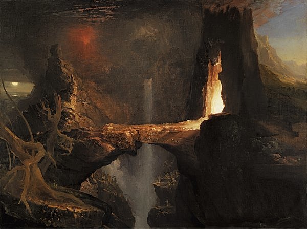 Moon and firelight | Thomas Cole