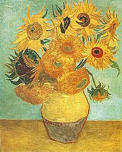 "Jarrón con doce girasoles"