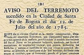 El Terremoto de Bogota durante Nueva Granada