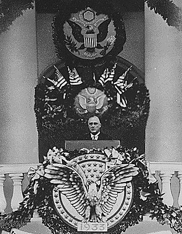 President Franklin D Roosevelt is inaugurated for the first time