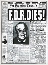 President Franklin D Roosevelt dies