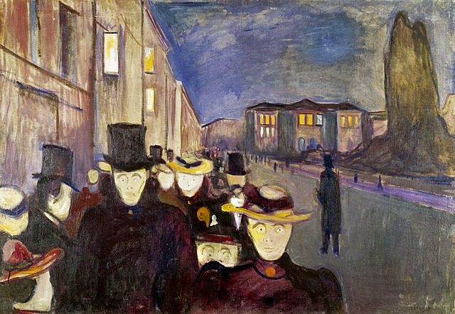 Edvard Munch-Evening on Karl Johan Street