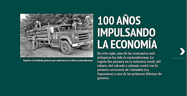 Ejemplo de lineas de tiempo: "Especial: 100 años jalonando la economía de Santander"