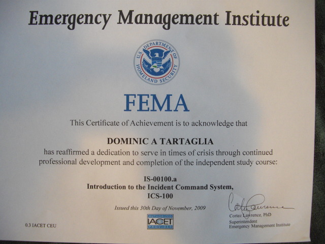 Passed ICS 100 and ICS 700