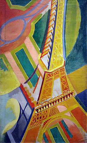 GUILLIEZ Manon, représentation déclinée en série / Robert Delaunay, "la Tour Eiffel" ( huile sur toile, 170 x 104 cm, exposée au musée d'art moderne à Paris )