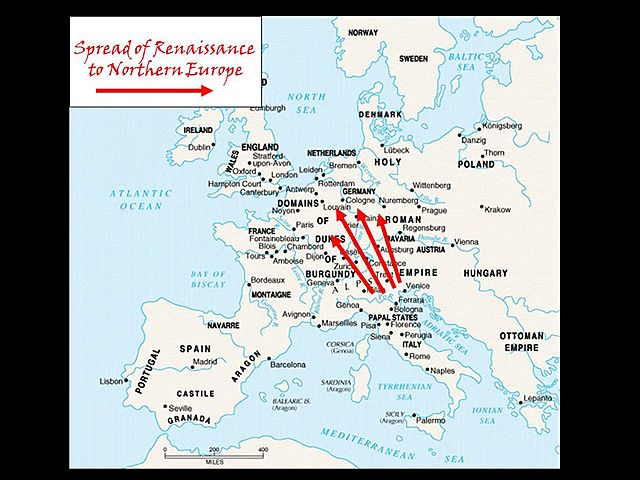 The renaissance began in the Italian city-states and spread to Northern Europe