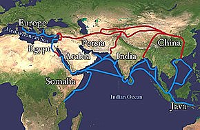 Silk routes emerged connecting trade between the Mediterranean basin and Asia
