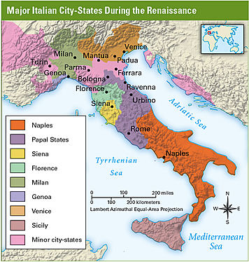 The Renaissance began in the Italian city-states and spread to Northern Europe.