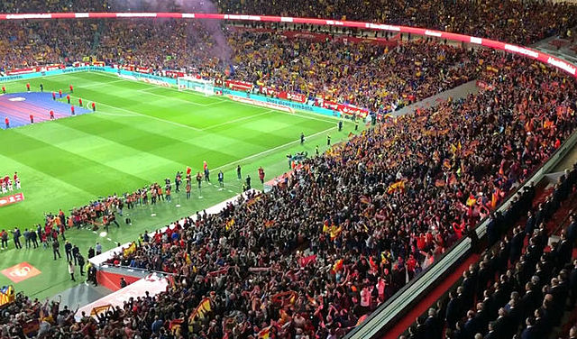 Sevilla vs Barça final de la copa del rei en el estadio Wanda Metropolitano a Madrid