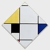 Lozenge Composition with Yellow, Black, Blue, Red, and Gray