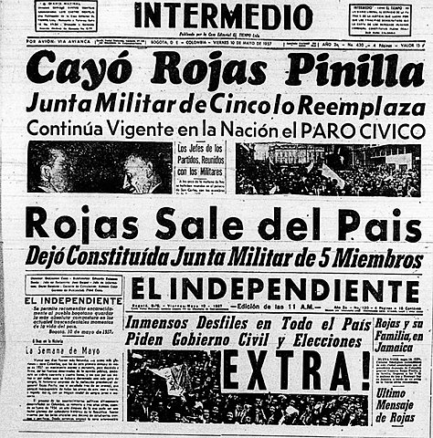 Paro Nacional y destitución de Rojas Pinilla