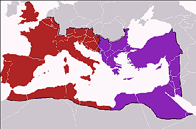 Diocletian splits the Roman empire.