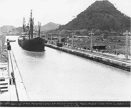 The Panama Canal is completed and opened for traffic