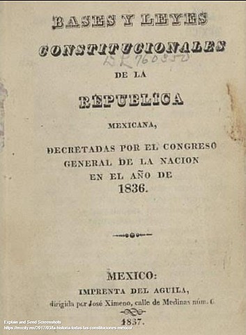 Las siete leyes Constitucionales 1836