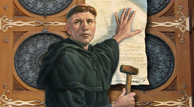 Martin Luther nailed the 95 theses to a church door