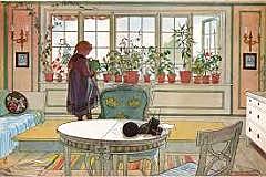 Carl Larsson - Flores en el ventanal -  Art Noveu
