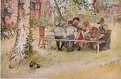 Carl Larsson - Desayuno debajo de un gran abedul. De una casa -  Art Noveu