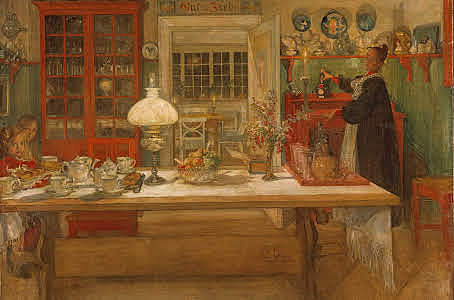 Carl Larsson - Preparándose para un juego -  Art Noveu