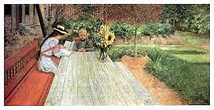 Carl Larsson - La primera lección  -  Art Noveu