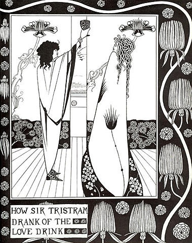 Cómo Sir Tristram bebió de la bebida de amor (Aubrey Beardsley)
