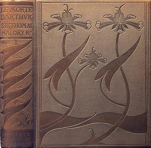 Front Cover and spine of Le Morte Darthur (Aubrey Beardsley)