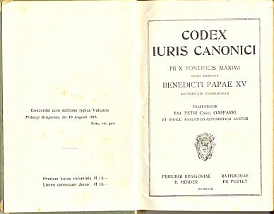 15 de septiembre de 1917: Promulgó el Código de Derecho Canónico Cum iuris canonici