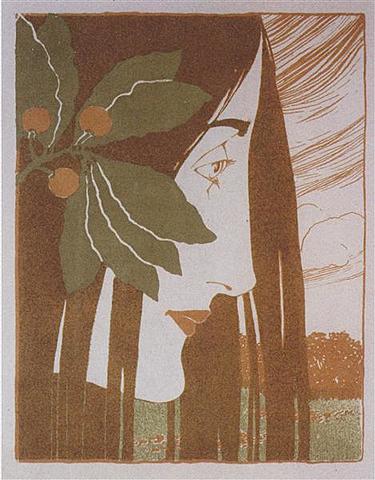A decorative stain in red and green (Koloman Moser)