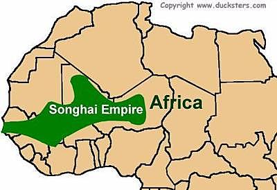 The Songhai Empire was established in Africa.