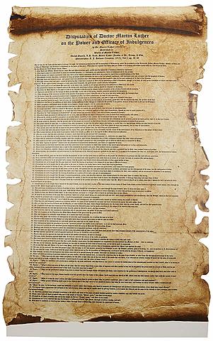 Martin Luther nailed 95 These to achurch door