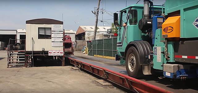 Once there the trucks are weighed on a scale to see how recycling there is