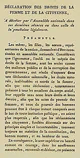 La Declaració dels drets de la dona i de la ciutadana