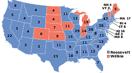 Timeline: La tercera elección que ganó Franklin D. Roosevelt fue en 1940 contra Wilkie.