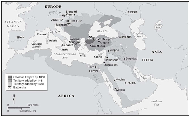 The Ottoman Empire spread to Africa, the Middle East and Southern Europe.