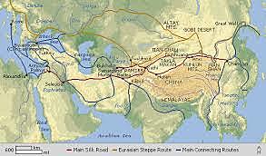 Silk routes emerged connecting trade between the Mediterranean basin and Asia