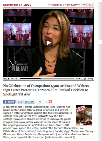 Naomi Klein clarifies positioning Toronto Declaration in interview with Democracy Now