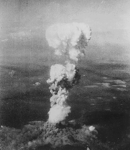 First atomic bomb dropped, on Hiroshima, Japan.